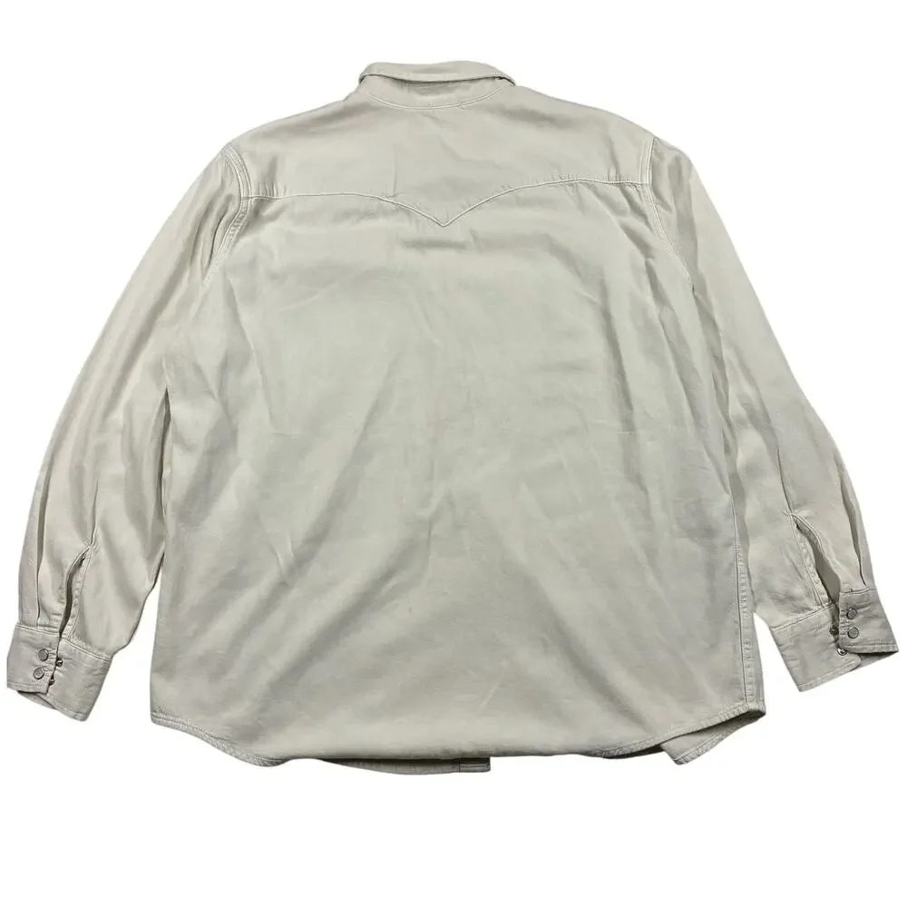 Levi's Barstow Shirt Mens XL Cream Standard Fit Long Sleeve Pearl Snap Western